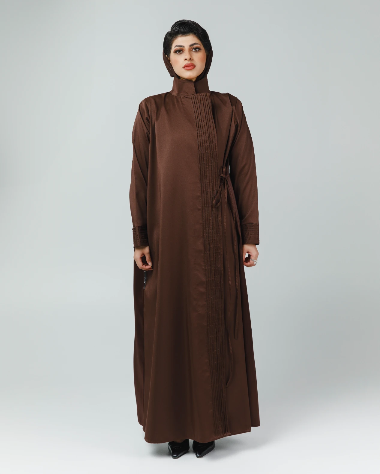 stylish brown side wrap abaya